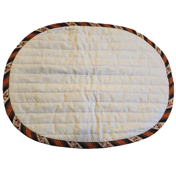 2 Vintage Retro Oval Placemats Brown Orange - Picture 5 of 8